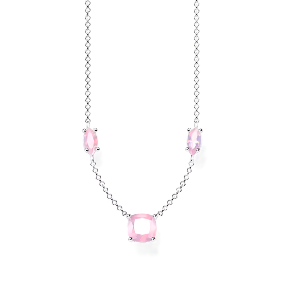 Collier Lila Pierres Roses Argenté